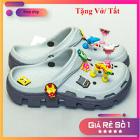 Dép Cá Sấu Duet Xám Đế ghi [TẶNG VỚ +10 jitbitz]