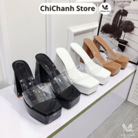 Dép cao gót 12p guốc nữ đế vuông mũi trước cao 2,5p lên chân tôn dáng G50 chi chanh store