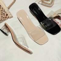 dép cao gót 3cm quai trong