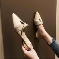 🌺Dép Cao Gót Đế Vuông A201 Hàn Quốc/ Giày Xỏ Mũi/ Giày Hở Gót/ Giày Đế vuông 4cm/ Giày Búp Bê
