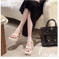 Dép cao gót Đế xuồng PU quai nhúm siêu nhẹ 8 cm