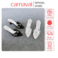 Dép Cao Gót Đính Đá Carnaval Lấp Lánh Gót Trụ Cao 7cm Siêu Thời Trang - VS87
