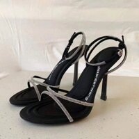 Dép cao gót đính đá cho phụ nữ mùa hè mới, gót nhọn đa năng, giày Mary Jane cao gót cho phụ nữ