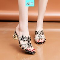 Dép cao gót đính đá phong cách Âu Mỹ thiết kế cho nữ