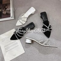 Dép cao gót nữ 3P GÓT TRÒN dây xoắn đính hạt đi chơi, đi tiệc, đi làm sang trọng, thanh lịch