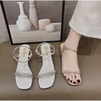 Dép cao gót nữ 5cm gót vuông mũi vuông