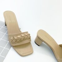 Dép cao gót nữ đế vuông dáng guốc sandal cao 5 phân quai ngang thời trang chính hãng HISHOO S054 VIP