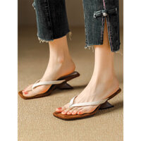 Dép cao gót nữ đế xuồng quai KẸP mãnh mũi vuông cao 5 cm 789-kep2day