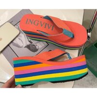 Dép Cao Gót Nữ -Dép kẹp xốp nữ cầu vồng thời trang DéP Shoes