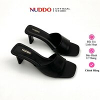 Dép Cao Gót Nữ Quai Ngang Đế Cao 7 Phân, Guốc Sandal Nữ Gót Vuông Êm Chân 7cm Thanh Lịch NUDDO _ND722