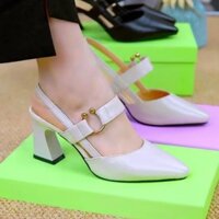 Dép cao gót PLOVER cho phụ nữ mùa hè mới mũi nhọn thanh lịch gót chunky giày đơn dép cao gót trung bình cho phụ nữ