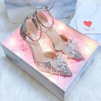 Dép cao gót thanh lịch, giày cưới công chúa màu đỏ, giày cô dâu Xiuhe, thoáng mát, không trượt, vận chuyển nhanh