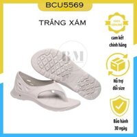 Dép chạy bộ Đài Loan, chính hãng B&M, BCU5569, màu trắng xám, có quai hậu xỏ ngón nam nữ, dép nhập khẩu cao cấp