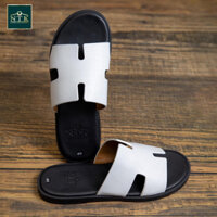 Dép chữ H da bò nhập khẩu vân cá đế gỗ phíp cao cấp dán Vibram chống trượt