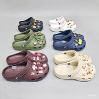 Dép classic clog unisex tặng kèm jibbitz charm dầy đẹp, dép sục nam nữ classic thiết kế đúc nguyên khối siêu nhẹ