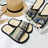 Dép Cói,dép chiếu thổ cẩm quai ngang Vintage,Dép Đi Biển,Dép Mang Trong Nhà,Dép Văn Phòng (hình chụp thật) -NPP TuanQuan