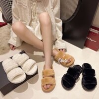 Dép cotton nữ. Mềm mại và ấm áp. Ngọt ngào và dễ thương. Dép búp bê nâng cao đế dày. Dép sang trọng thời trang Hàn Quốc