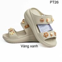 Dép Crocs 2 quai gắn charm , Dép Crocs Đế Cao 6cm Sandal Bánh Mì Êm Ái