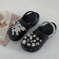 Dép Crocs Cá Sấu Đính Đá Charm Đế Dày