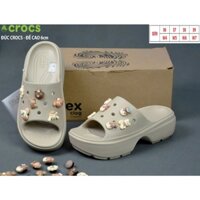 Dép CROCS cao 6cm, dép cross quai ngang đúc cao su EVA nguyên khối êm mềm nhẹ, tặng stick ngẫu nhiên, hottrend hiện nay