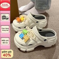 Dép Crocs nữ, dây đai cummerbund rỗng Baotou dép thể thao dép bánh mì dép dép sandal phẳng học sinh