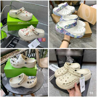Dép Crosc nữ bít mũi kèm sticker đế cao 5cm mang rất nhẹ êm và bền