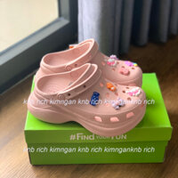 Dép Cross Classic Sandal Crush 2 Clog nữ đế cao 7cm tặng 12 JIB NGẪU NHIÊN.Dép Crocs nữ đế cao 7cm cao cấp màu Hồng -knb