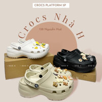 dep cross Dép Classic Sandal Crush Clog nữ đế cao 5cm tặng 12 Jib dễ thương - Hàng chính hãng