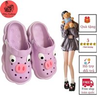 Dép cross DILYSFASHION D03, sục nữ, dép bánh mì đế vừa viền sóng phối kẻ trắng siêu đẹp đi cực êm chân, chống trơn trượt