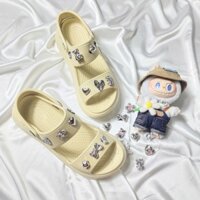 Dép Cross độn đế form hàn hình gắn xinh, Cross Sandal nữ đế cao 7cm, tặng kèm sẵn Sticker