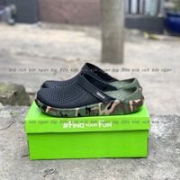 Dép Cross literide camo loang nam nữ mẫu cao cấp xuất khẩu siêu bền, giày sục sandal Crocs literide camo nam nữ-rêu lính