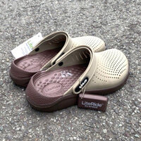 Dép Cross Literide Nam Nữ Màu Nâu - FREESHIP + Hàng loại 1 - giày sục sandal Crocs quai ngang bít đầu nam nữ,xịn xò