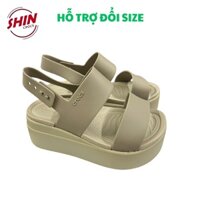 Dép Cross Sandal Brooklynn, Sandal Có Quai Đế Xuồng Cao 5cm Cho nữ Thời Trang Êm Ái [ Be Có Quai ]