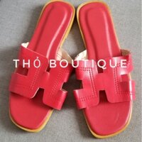 Dép da mềm quai ngang chữ H màu đỏ size 37-38