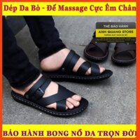 Dép da nam cao cấp đế massage êm ái - da bò nhập khẩu nguyên tấm phong cách trẻ trung AQ865