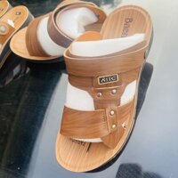 Dép Da Nam Đế Cao Su Đúc Nguyên Khối  Tăng Chiều Cao Hai Đế HT80