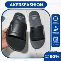 Dép Da Nam Dép Quai Ngang Mẫu Lacost 2 Màu Đen Nâu Da Bò Thật Bảo Hành 12 Tháng