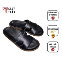 Dép da nam quai bảng đế cao su khâu viền bảo hành 6 tháng - Chú Tuấn Giày