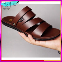 Dép da nam quai ngang đế cao su chống nước, sandal nam chất da bền đẹp, thời trang -giày dép RIO