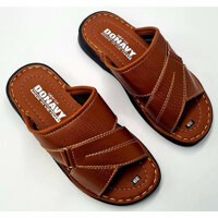 Dép da nam quai ngang, may quai full chắc chắn - 41 - nâu