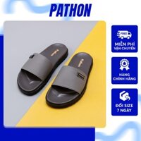 Dép da nam quai ngang slipper Pathon quai Fiber kèm khóa Pathon ,đế 2 lớp màu Đen/ Xám/ Gụ mã SD168 shop Pathon.vietnam