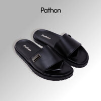 Dép da nam quai ngang slipper Pathon quai Fiber kèm khóa Pathon ,đế 2 lớp màu Đen/ Xám/ Gụ mã SD168