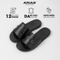 Dép da nam Rustic kiểu quai ngang da bò, Dép lê nam chất liệu da bò đế khâu cao cấp thích hợp đi làm, đi biển - D01