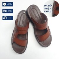 Dép da nam, sandal da bò quai hậu, đế kếp cao 3,5 cm, kiểu dáng sang trọng, bền bỉ.