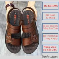 Dép Da Nam Trung Niên Cao Cấp Da Bò Thật Dép Nam Đế Cao 3 Cm Sang Trọng BH 1 Năm