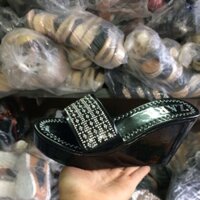 Dép da nữ quai ngang, đính đá, đế xuồng 10cm, hàng xịn, ảnh thật