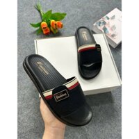 Dép da quai ngang, Dép da, Đế cao su su, quai ngang xọc vải , da mềm, Đế cao su chống trơn trượt mã H7