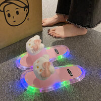 Dép Dạ Quang Nữ Bạn Gái Ngoài Mặc Thoáng Mát Chiên Phố Pha Lê Đáy Phẳng Chống Trơn Trượt Nhấp Nháy Ánh Sáng Dạ Quang #拖鞋250312#