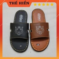 Dép da thanh niên , dép quai ngang , dép da thời trang , dép hình con hổ hàng may sẵn bảo hành 1 năm lỗi 1 đối 1