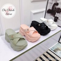 Dép đế bánh mì đế cao 8-9p quai đôi chéo chất da mềm êm lên chân tôn dáng - Chị Chảnh Store D23